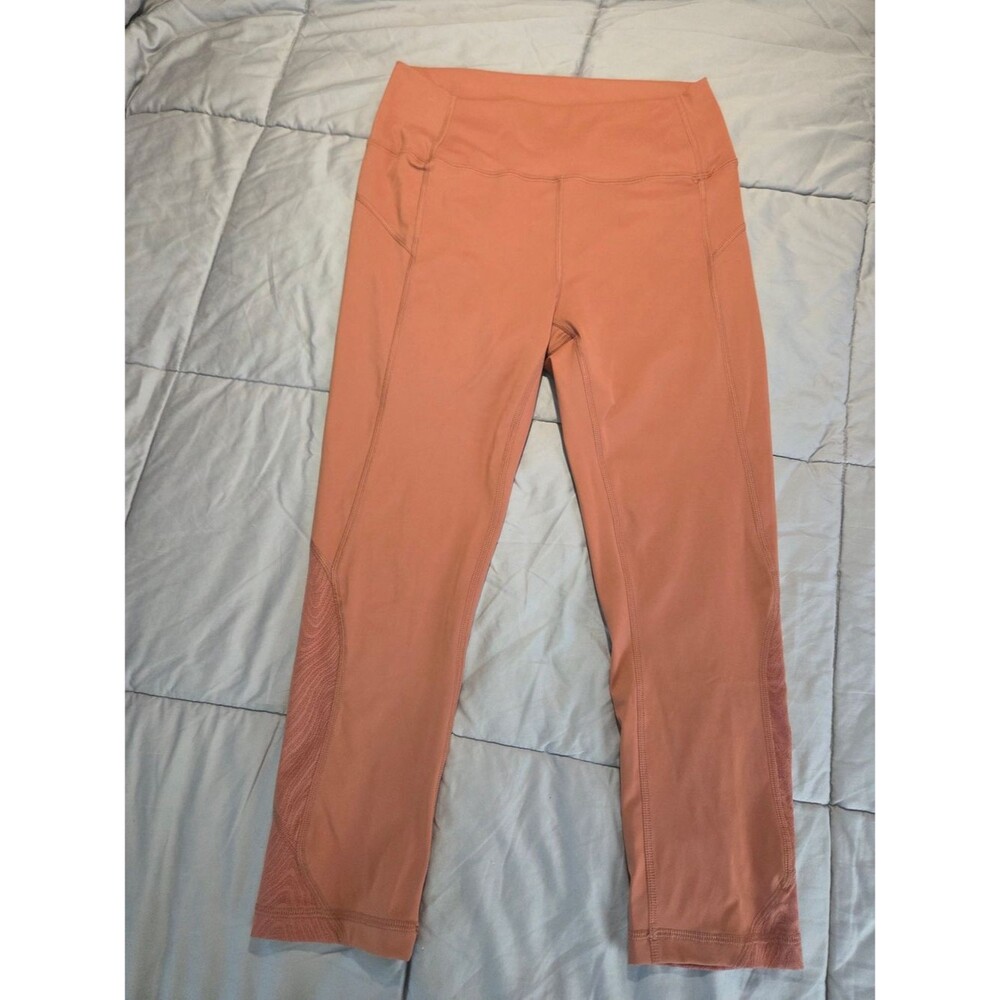 CRZ YOGA Naked Feel Mesh Pocket Leggings Terracotta Orange Crop Large